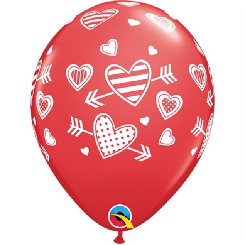 (25) 11IN HEARTS & ARROWS BALLOONS