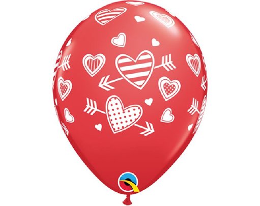 (25) 11IN HEARTS & ARROWS BALLOONS