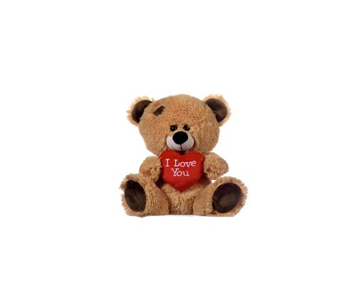 8IN BROWN BEAR WITH I LOVE YOU HEART