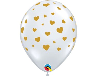 (25) 11IN DIAMOND CLEAR HEARTS-A-RND QUALATEX