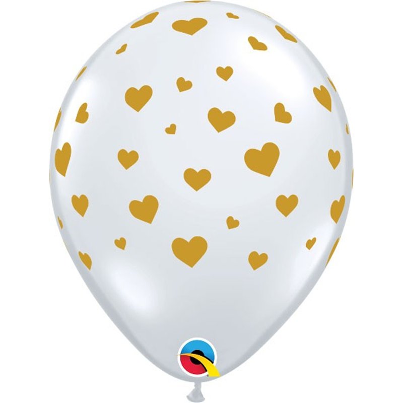 (25) 11IN DIAMOND CLEAR HEARTS-A-RND QUALATEX
