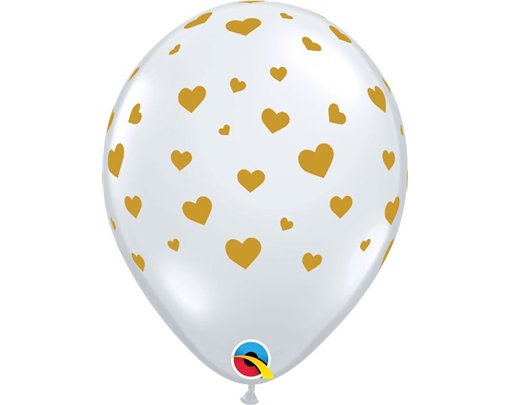 (25) 11IN DIAMOND CLEAR HEARTS-A-RND QUALATEX