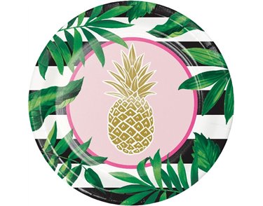 (8) 10IN GOLDEN PINEAPPLE BANQUET PLATES