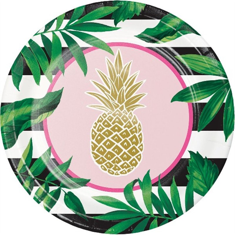 (8) 10IN GOLDEN PINEAPPLE BANQUET PLATES