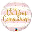 18IN ON YOUR COMMUNION PINK STRIPES FOIL BALLOON