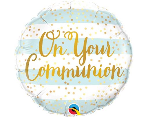 18IN ON YOUR COMMUNION BLUE STRIPES FOIL BALLOON