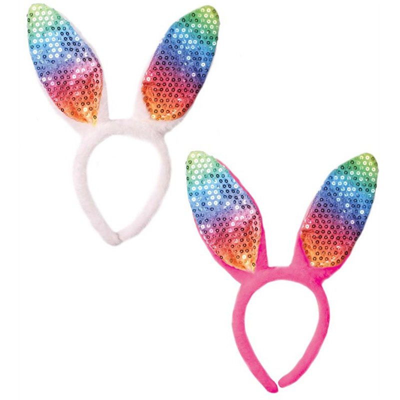 EASTER RAINBOW SEQUIN BUNNY EARS HEADBAND