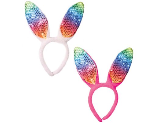 EASTER RAINBOW SEQUIN BUNNY EARS HEADBAND