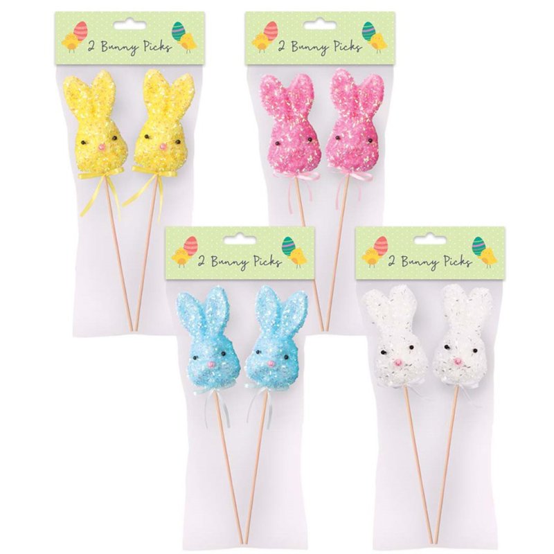 2PK EASTER BUNNY PICK DECORATIONS