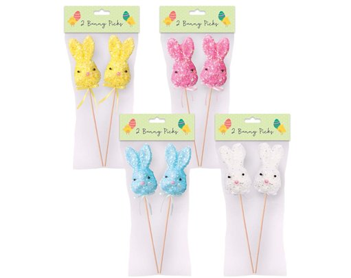 2PK EASTER BUNNY PICK DECORATIONS