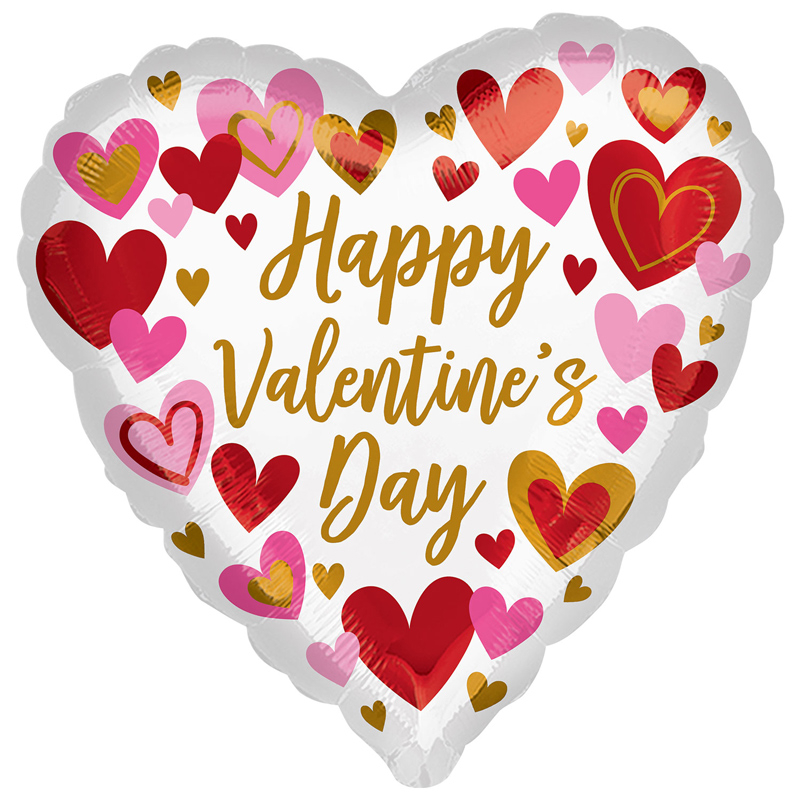 JUMBO PLAYFUL VALENTINES DAY HEARTS FOIL BALLOON
