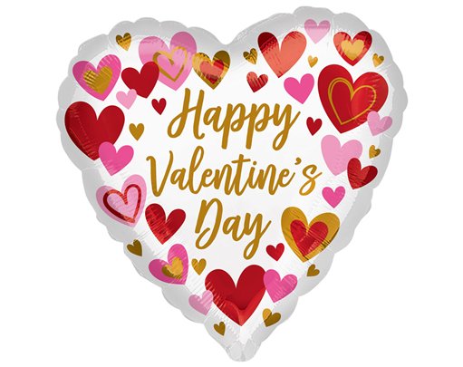 JUMBO PLAYFUL VALENTINES DAY HEARTS FOIL BALLOON