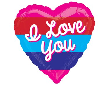 21in I LOVE YOU BRIGHT STRIPES FOIL BALLOON