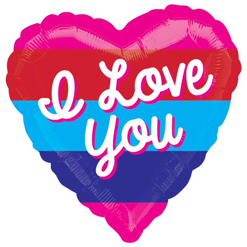 21in I LOVE YOU BRIGHT STRIPES FOIL BALLOON