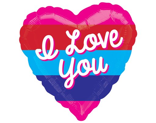 21in I LOVE YOU BRIGHT STRIPES FOIL BALLOON
