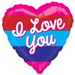 21in I LOVE YOU BRIGHT STRIPES FOIL BALLOON