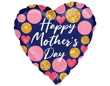 JUMBO NAVY PINK & GLITTER DOTS FOIL BALLOON