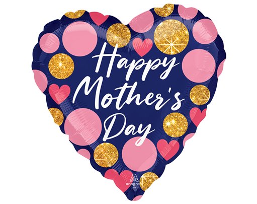 JUMBO NAVY PINK & GLITTER DOTS FOIL BALLOON