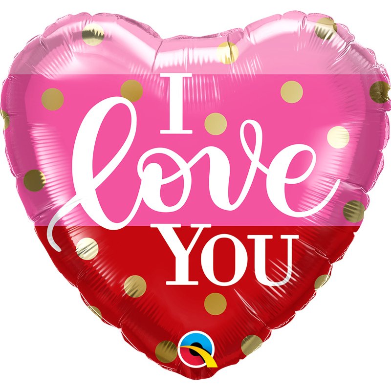 18in I LOVE YOU GOLD DOTS FOIL BALLOON