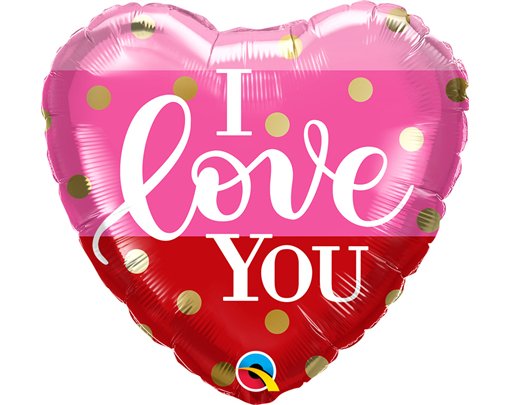 18in I LOVE YOU GOLD DOTS FOIL BALLOON