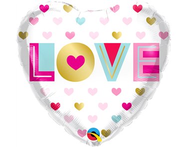 18in LOVE METALLIC HEARTS FOIL BALLOON