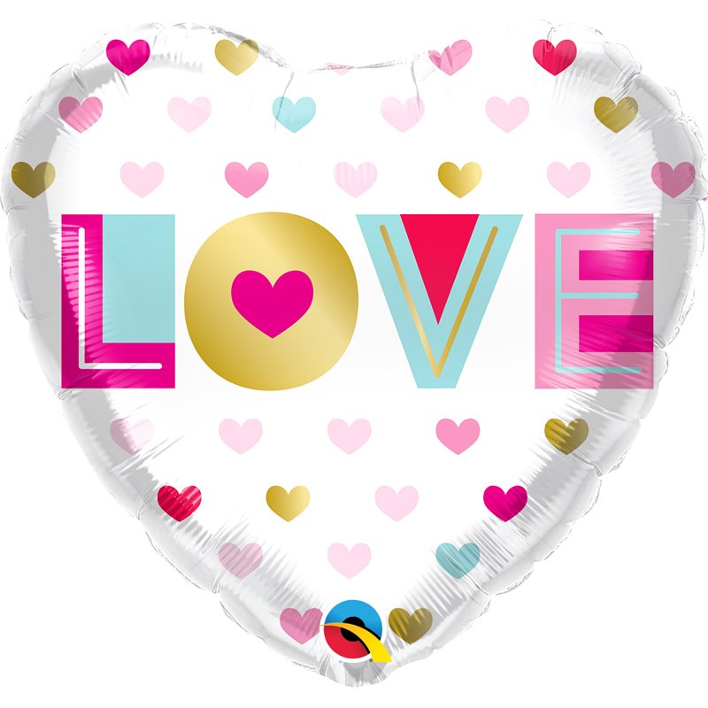 18in LOVE METALLIC HEARTS FOIL BALLOON