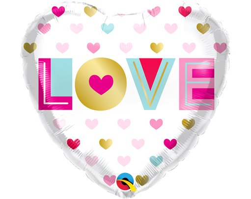 18in LOVE METALLIC HEARTS FOIL BALLOON