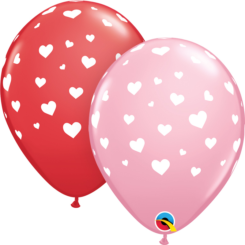 25PK RANDOM HEARTS-A-RND QUALATEX
