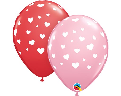 25PK RANDOM HEARTS-A-RND QUALATEX