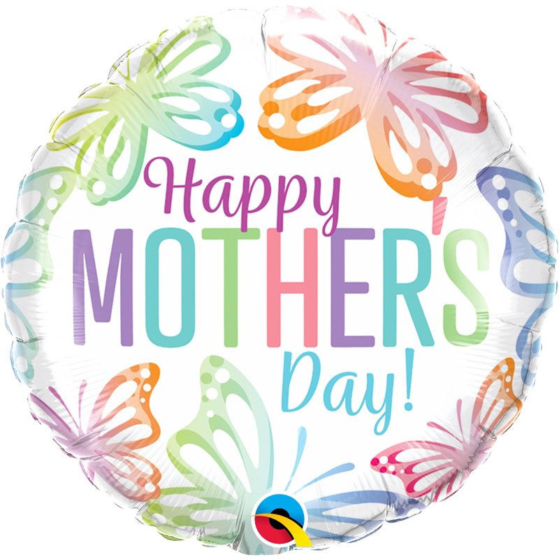 18in MOTHERS DAY PASTEL BUTTERFLIES FOIL BALLOON