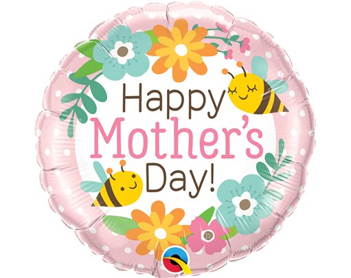 18in MOTHERS DAY BEE'S & FLOWERS FOIL BALLOON