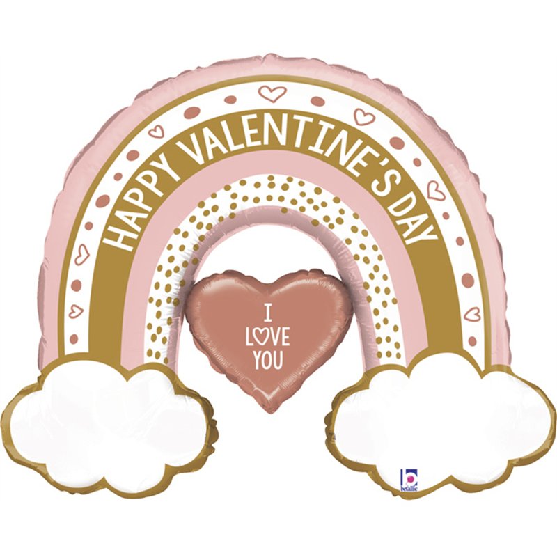 40in ROSE GOLD VALENTINE RAINBOW FOIL BALLOON