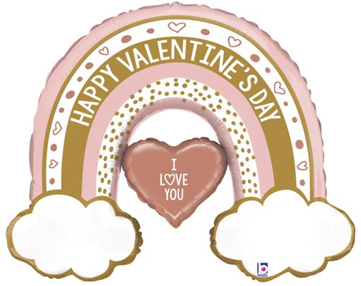 40in ROSE GOLD VALENTINE RAINBOW FOIL BALLOON