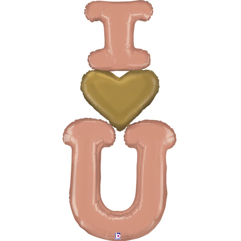 60in SPECIAL DELIVERY ROSE GOLD I HEART YOU FOIL BALLOON