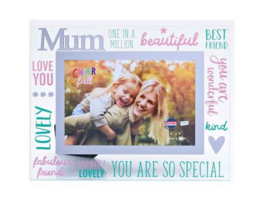 6x4in MUM CHEERFUL GLASS PHOTO FRAME
