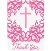 8PK FANCY PINK CROSS THANK YOU NOTES