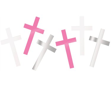5oz FANCY PINK CROSS FOIL CONFETTI
