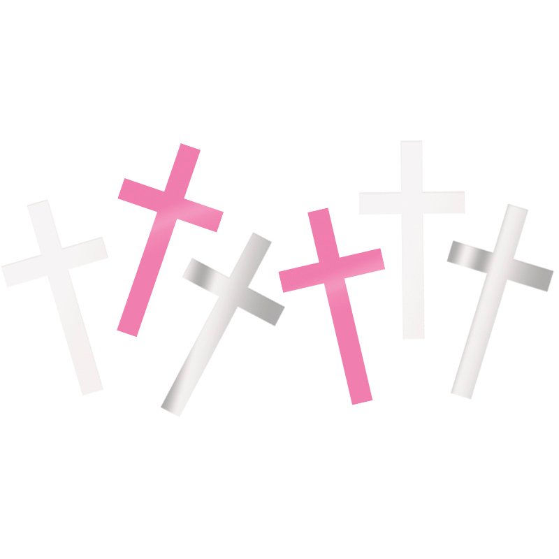 5oz FANCY PINK CROSS FOIL CONFETTI