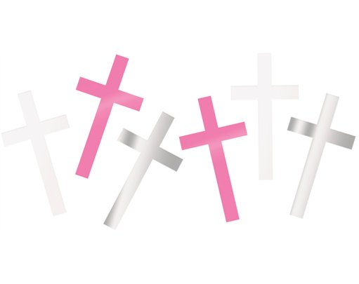 5oz FANCY PINK CROSS FOIL CONFETTI