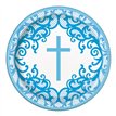 8PK 7in FANCY BLUE CROSS PLATES