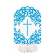 3PK 8in FANCY BLUE CROSS HONEYCOMB DECORATIONS