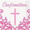 16PK FANCY PINK CROSS CONFIRMATION NAPKINS