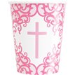 8PK 9oz FANCY PINK CROSS PAPER CUPS