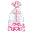 20PK FANCY PINK CROSS CELLOPHANE BAGS