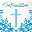 16PK 33cm FANCY BLUE CROSS CONFIRMATION NAPKINS