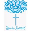 8PK FANCY BLUE CROSS INVITATIONS