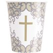 8PK 9oz FANCY GOLD CROSS PAPER CUPS