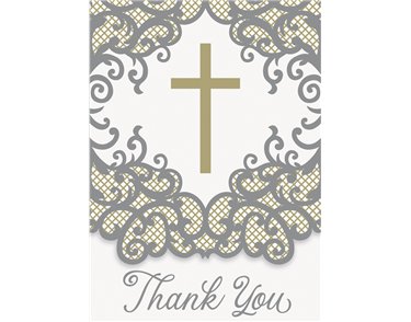 8PK FANCY GOLD CROSS THANK YOU NOTES