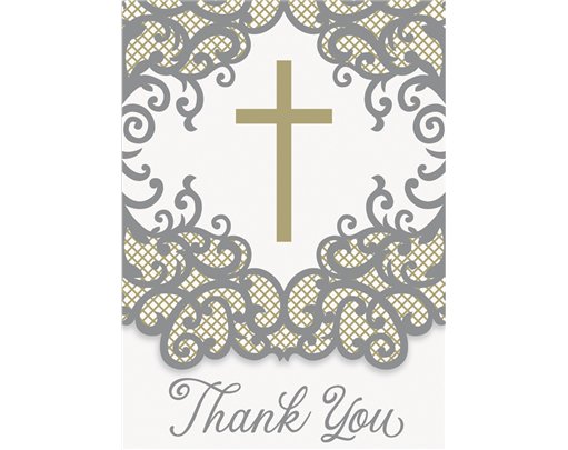 8PK FANCY GOLD CROSS THANK YOU NOTES