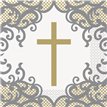 16PK 33cm FANCY GOLD CROSS NAPKINS